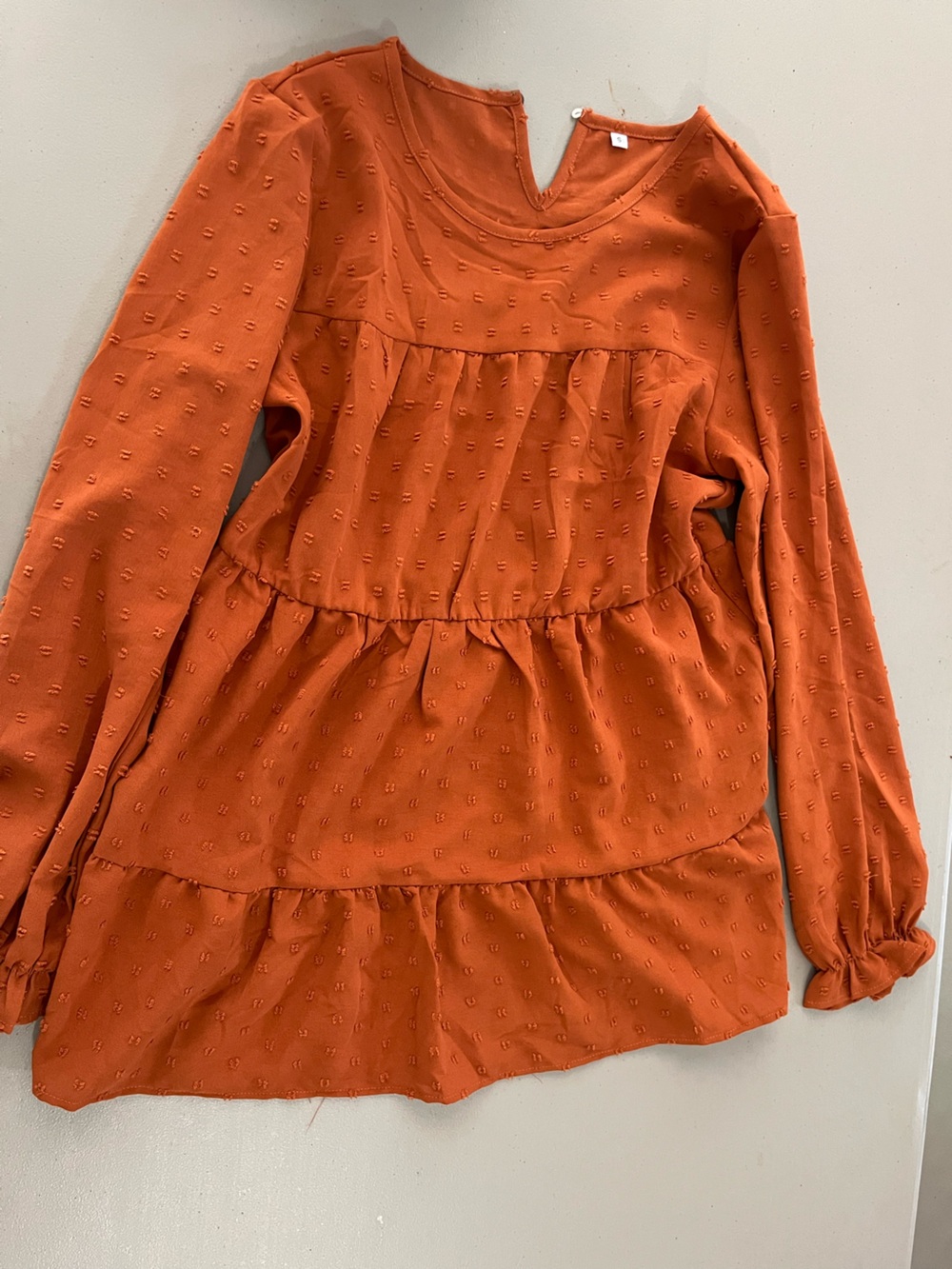 Amazon Women's Tiered Long-Sleeve Tunic in Rust Orange